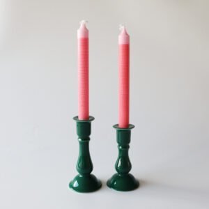 Aardewerk kandelaars groen - set van 2