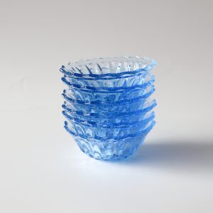 Schaaltjes lichtblauw persglas vintage - set van 6