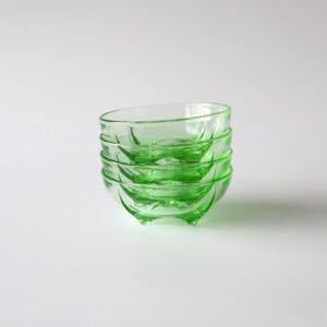 Schaaltjes groen persglas vintage - set van 4