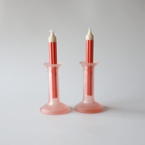 Roze glazen kandelaars - set van 2