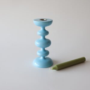 Deense houten kandelaar lichtblauw