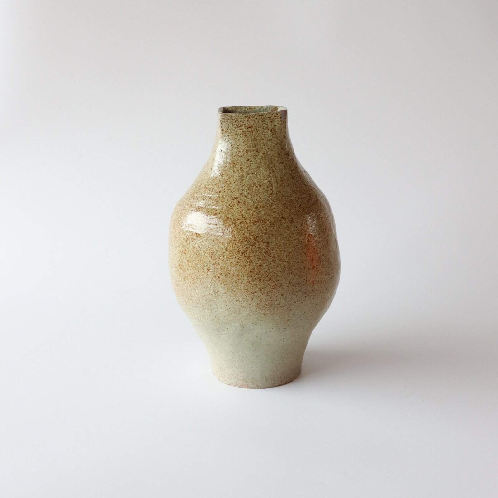 Handgemaakte aardewerk vaas beige - Afbeelding 2