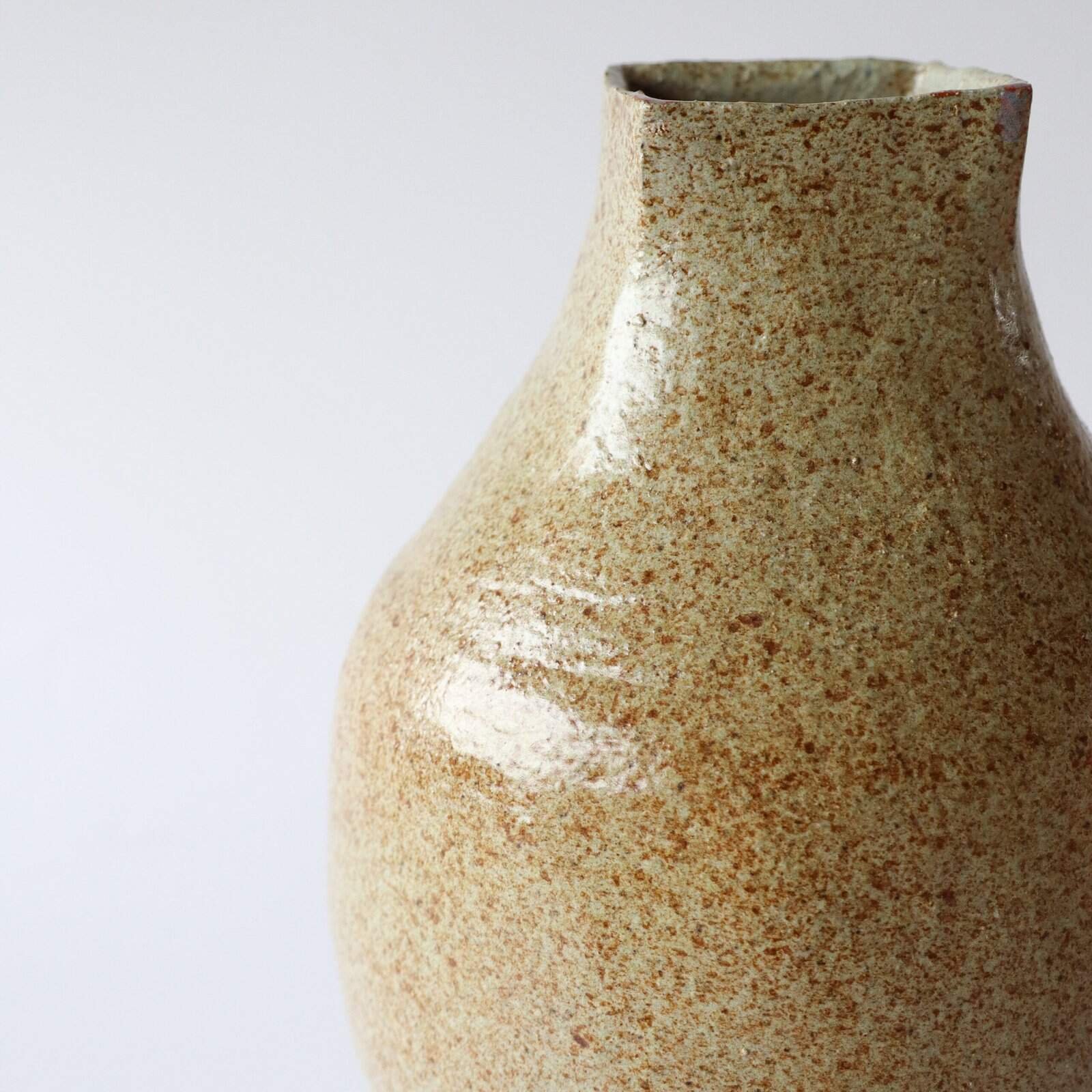 Handgemaakte aardewerk vaas beige - Afbeelding 3