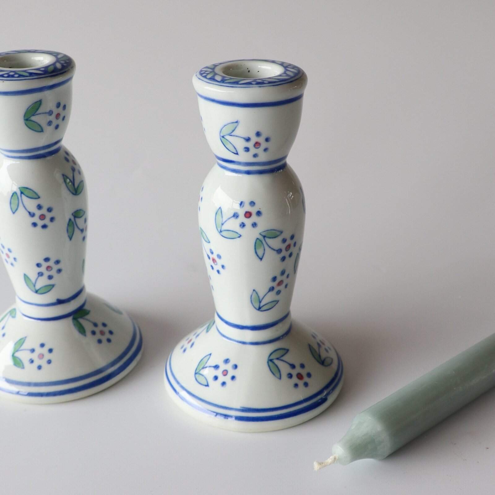 Vintage Aziatische kandelaars - set van 2 - Afbeelding 2