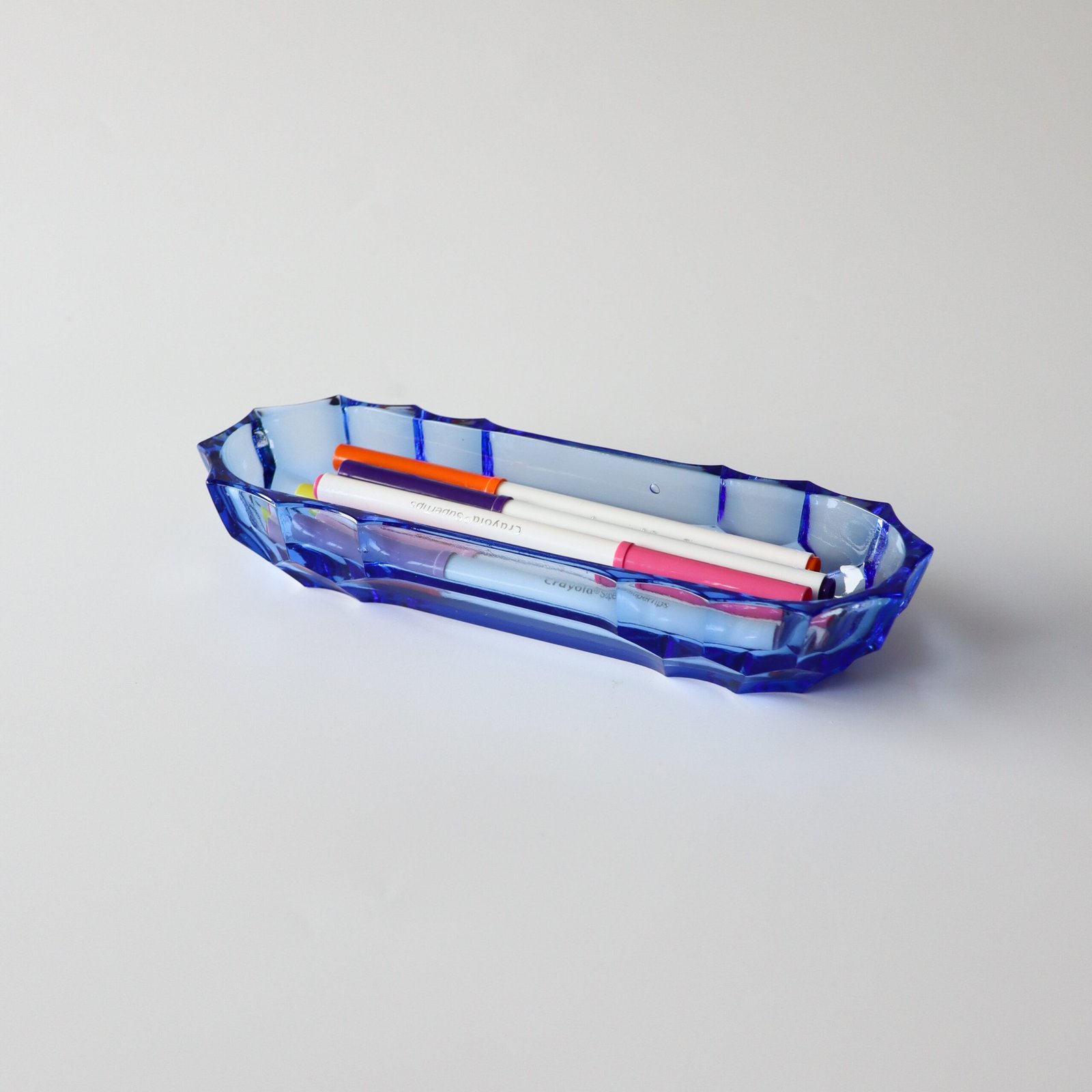 Vintage catch-all schaaltje blauw persglas