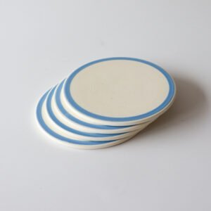 Deense vintage platte bordjes blauw - set van 4