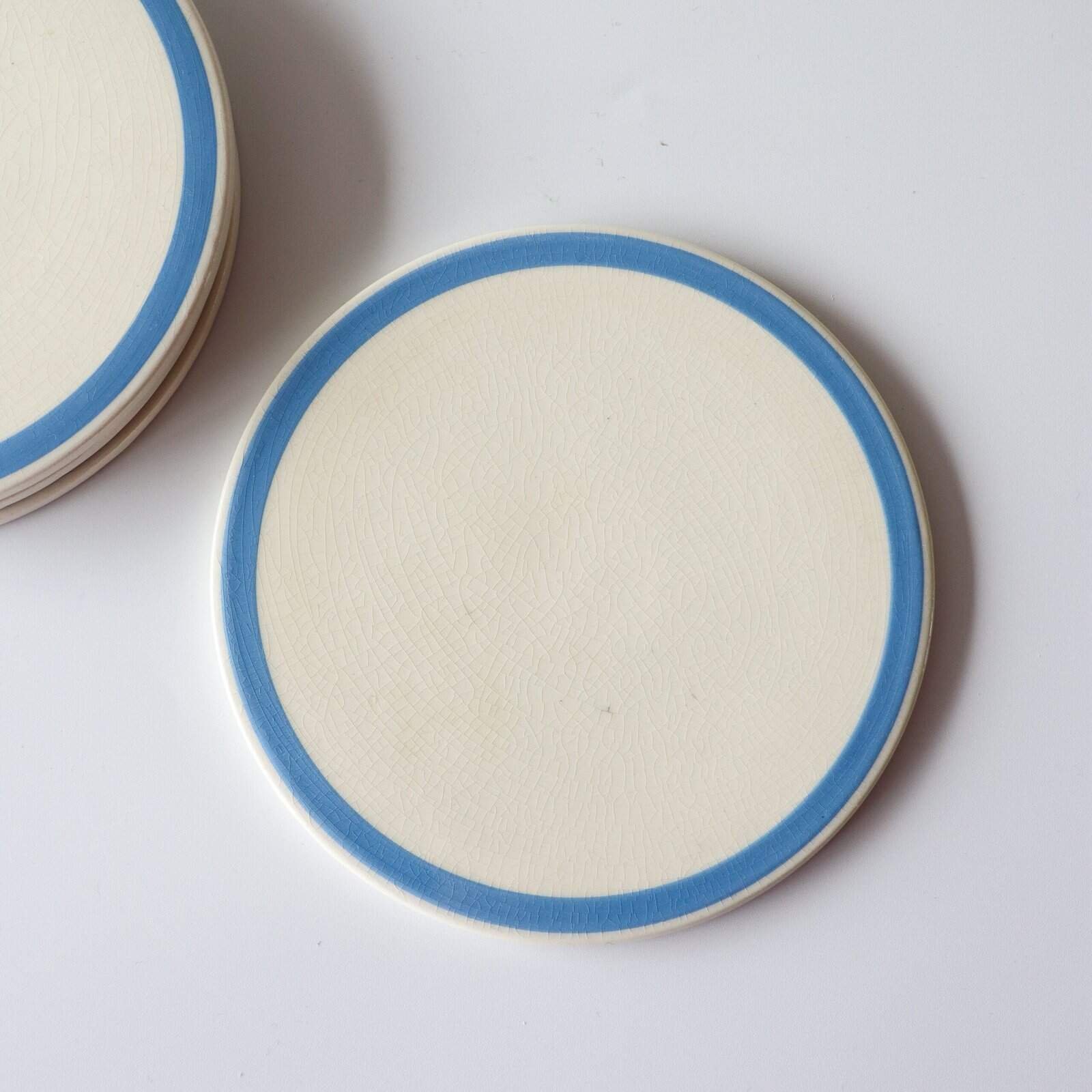 Deense vintage platte bordjes blauw - set van 4 - Afbeelding 2