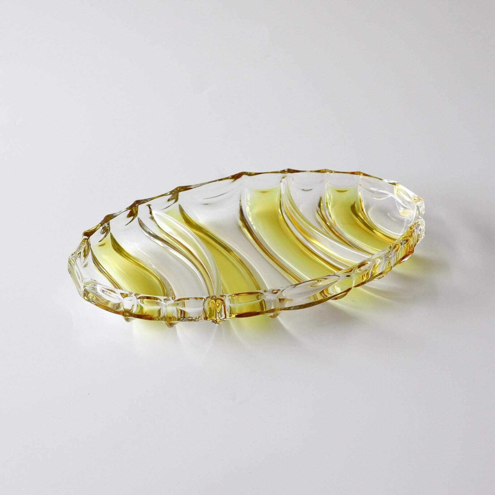 Schaal met vakjes geel persglas vintage - Afbeelding 3