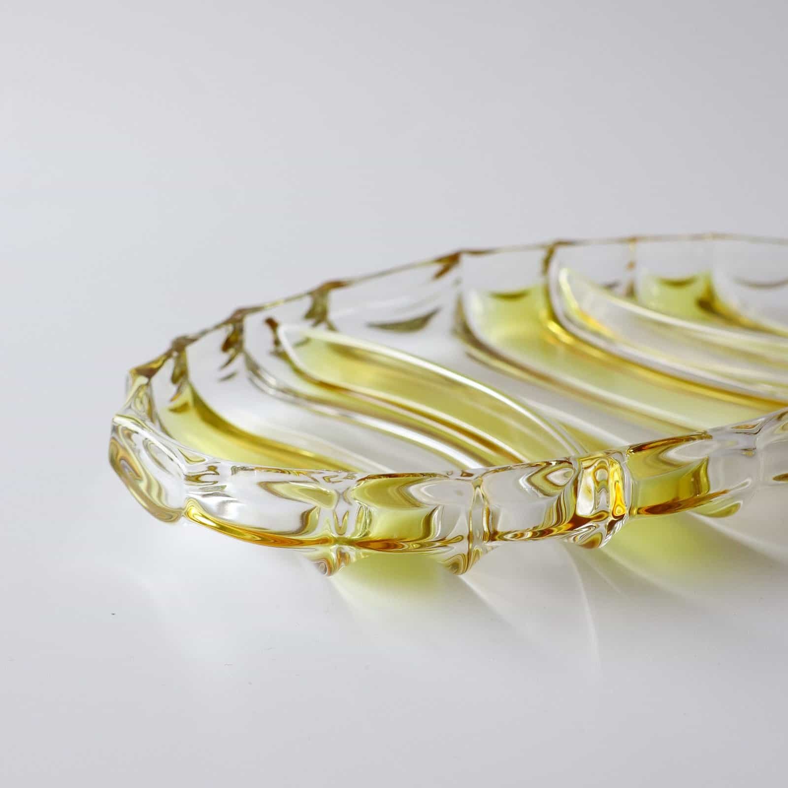 Schaal met vakjes geel persglas vintage - Afbeelding 4