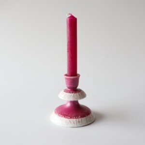 Vintage kandelaar porselein roze