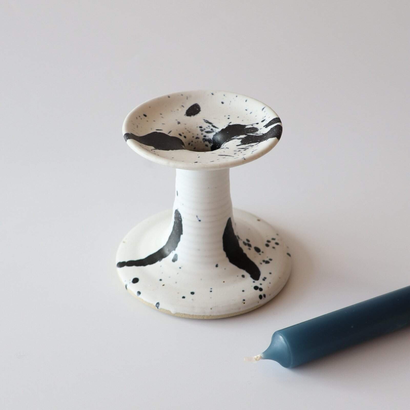 Deense aardewerk kandelaar gevlekt - Afbeelding 3