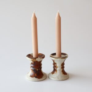 Axella vintage aardewerk kandelaar beige