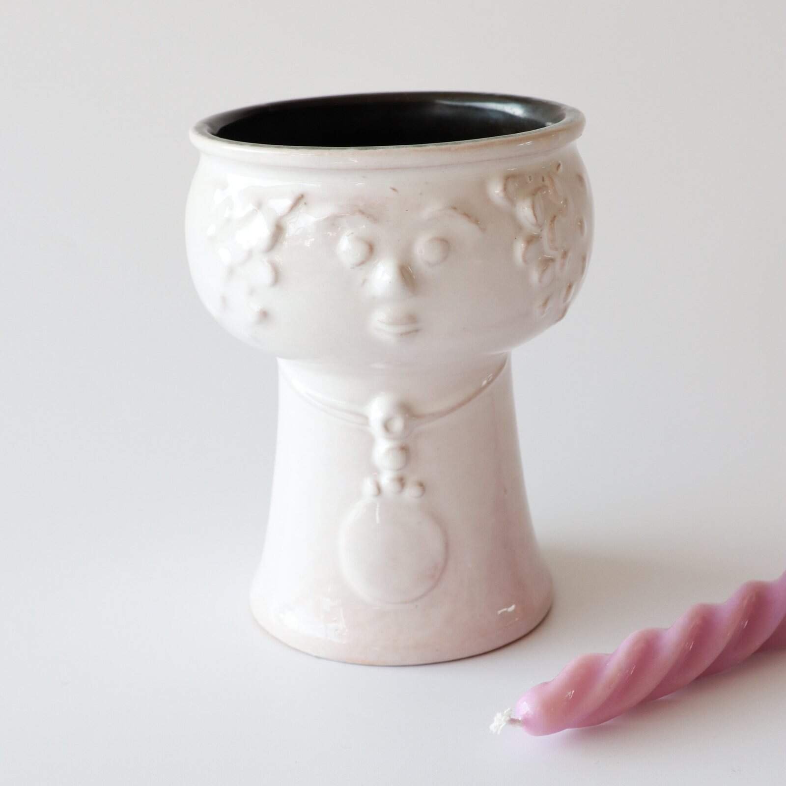 Deense bloempot met gezichtje wit - Afbeelding 2