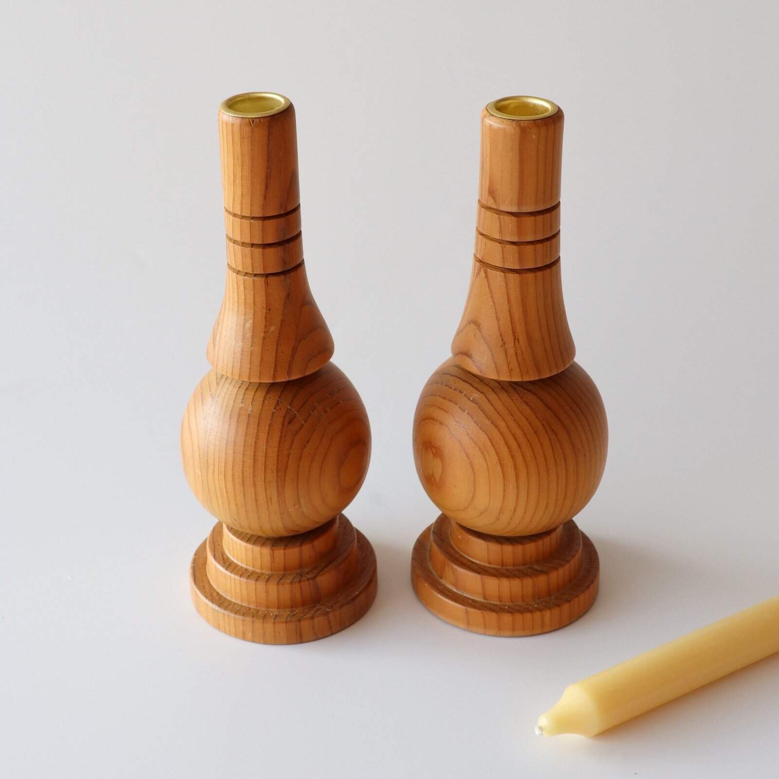 Deense kandelaar hout - set van 2 - Afbeelding 2