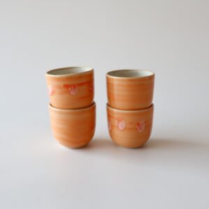 Aardewerk espresso kopjes oranje - set van 4