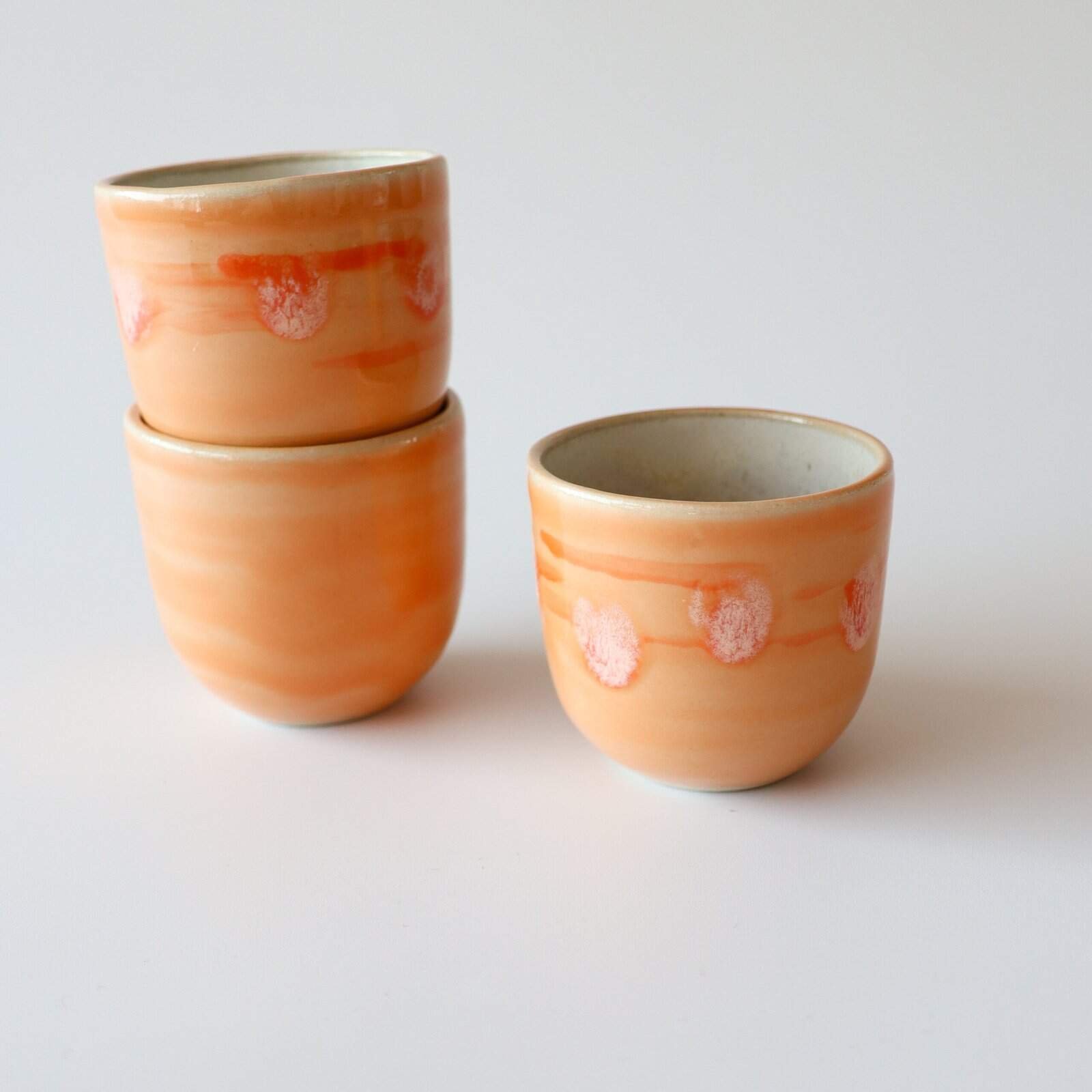 Aardewerk espresso kopjes oranje - set van 4 - Afbeelding 2