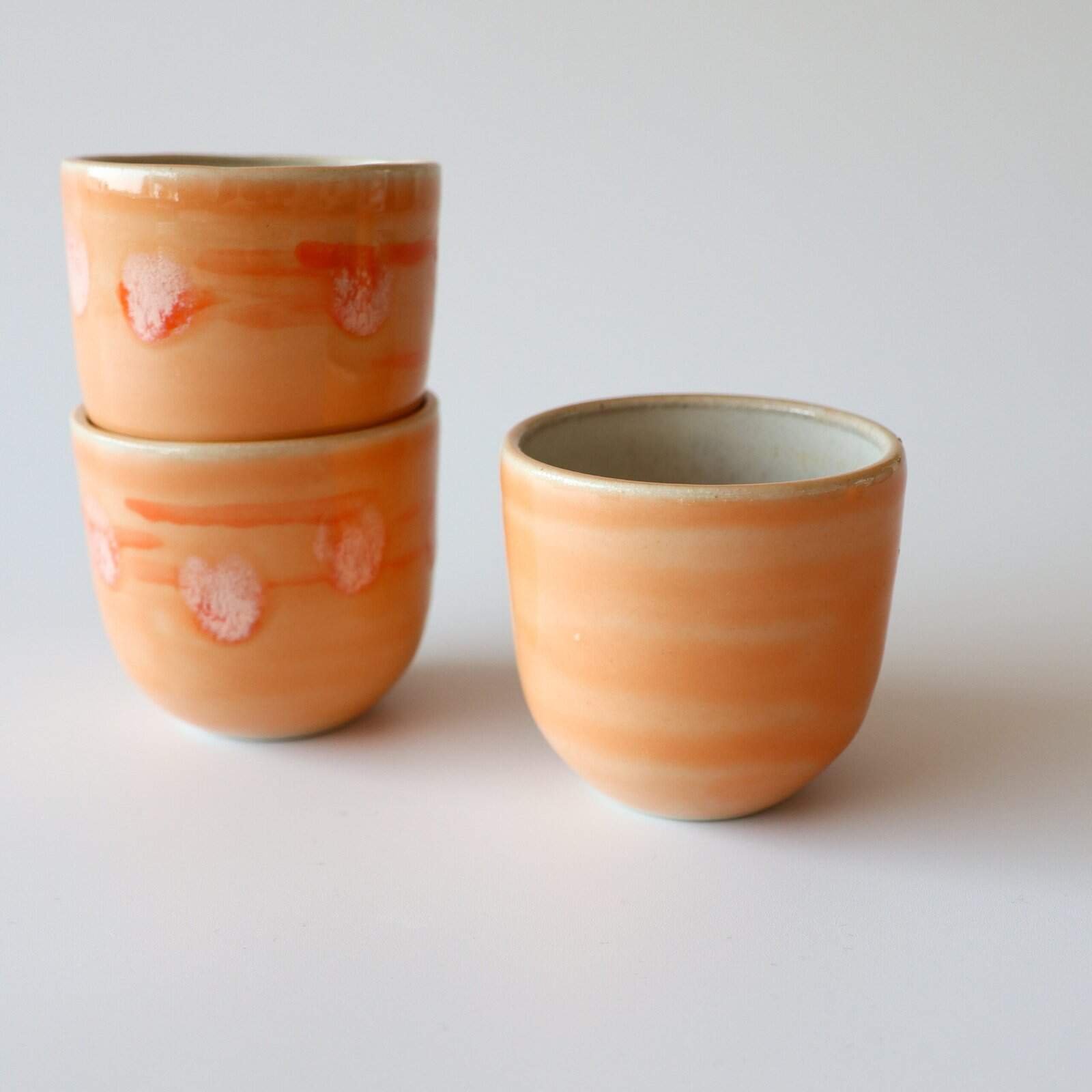 Aardewerk espresso kopjes oranje - set van 4 - Afbeelding 3