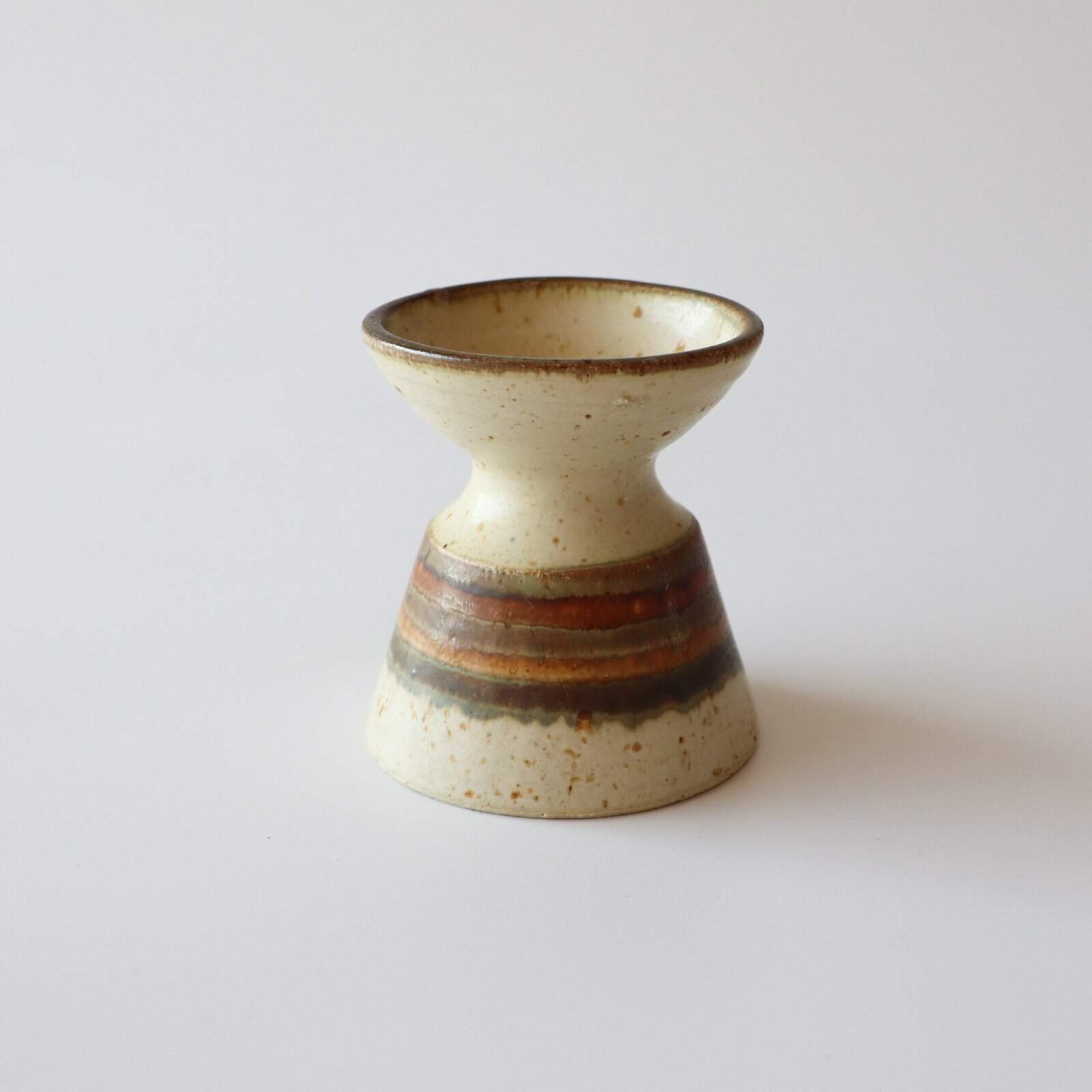 Vintage aardewerk Deense kandelaar bruin - Afbeelding 2