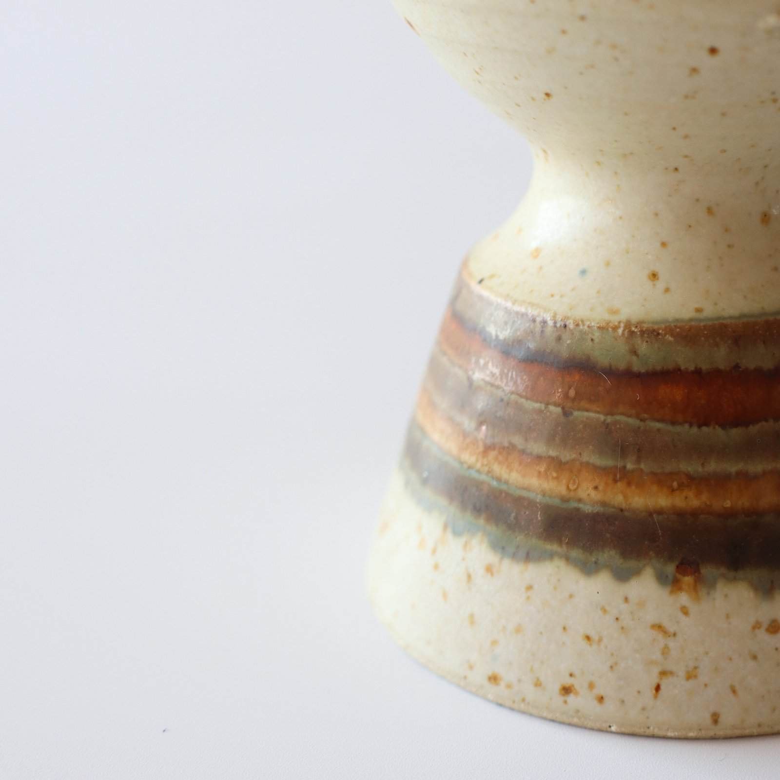 Vintage aardewerk Deense kandelaar bruin - Afbeelding 4