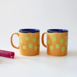 Funky mokken oranje stippen - set van 2