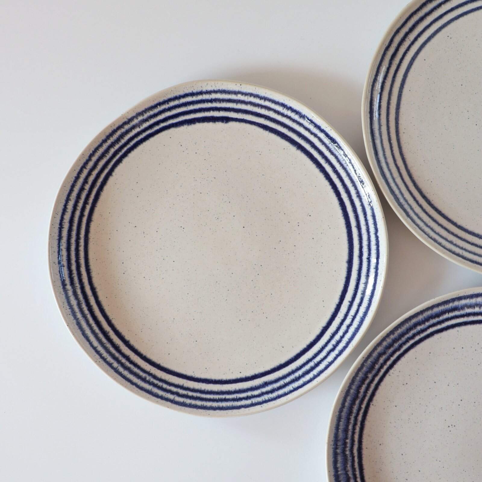 Aardewerk dinerborden blauw spikkels - set van 4 - Afbeelding 3