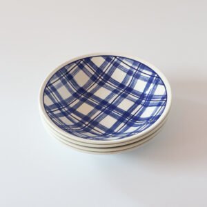 Churchill pastaborden ruitjes blauw - set van 4