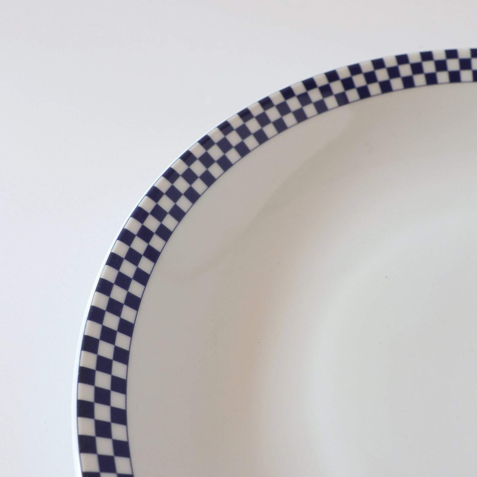 Aardewerk XL bord schaal geruit blauw - Afbeelding 3