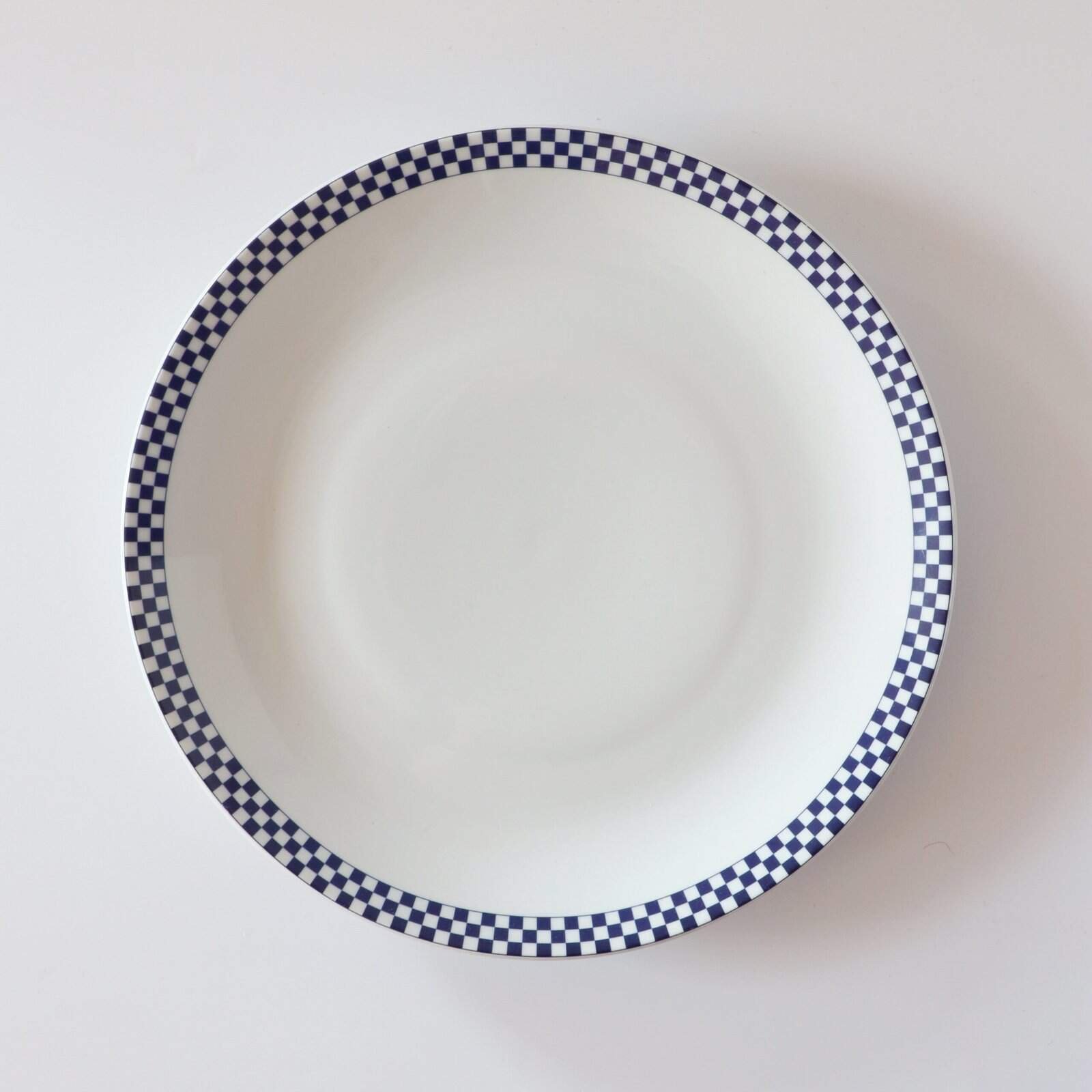 Aardewerk XL bord schaal geruit blauw