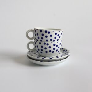 ASA espressokopjes stippen blauw - set van 2