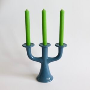 Deense aardewerk kandelaar blauw