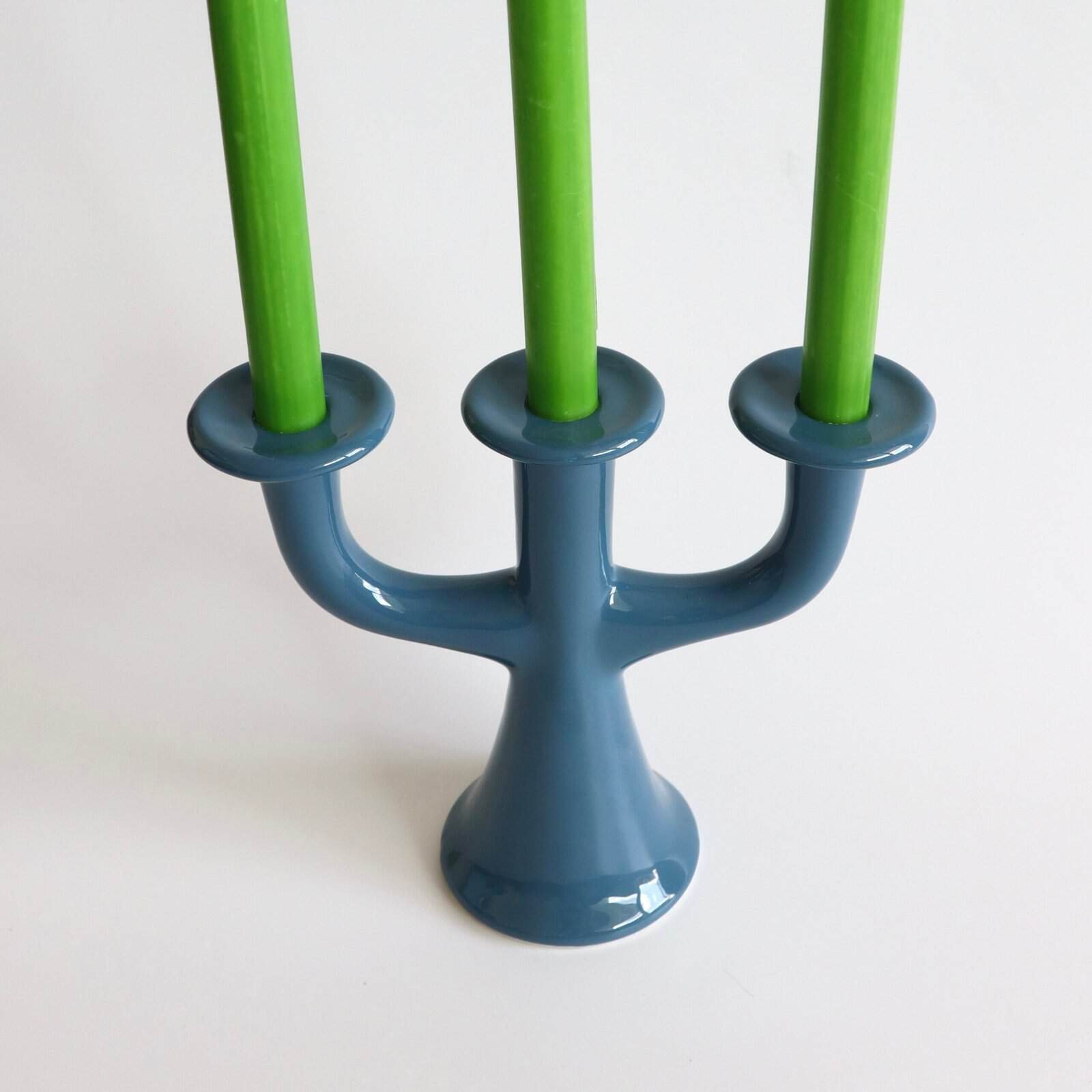 Deense aardewerk kandelaar blauw - Afbeelding 2