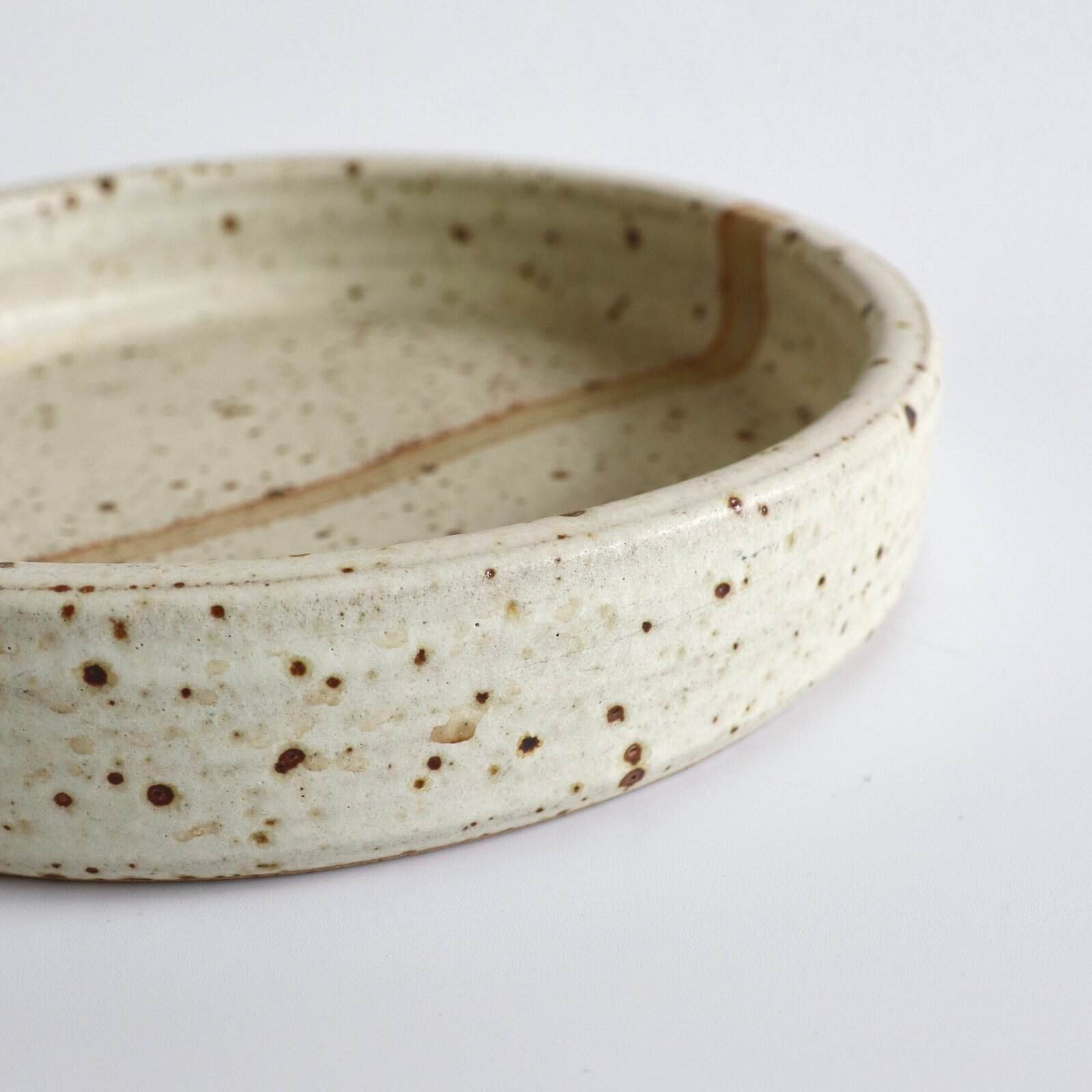 Vintage schaal keramiek beige spikkels - Afbeelding 4