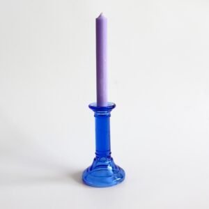 Chunky glazen kandelaar blauw