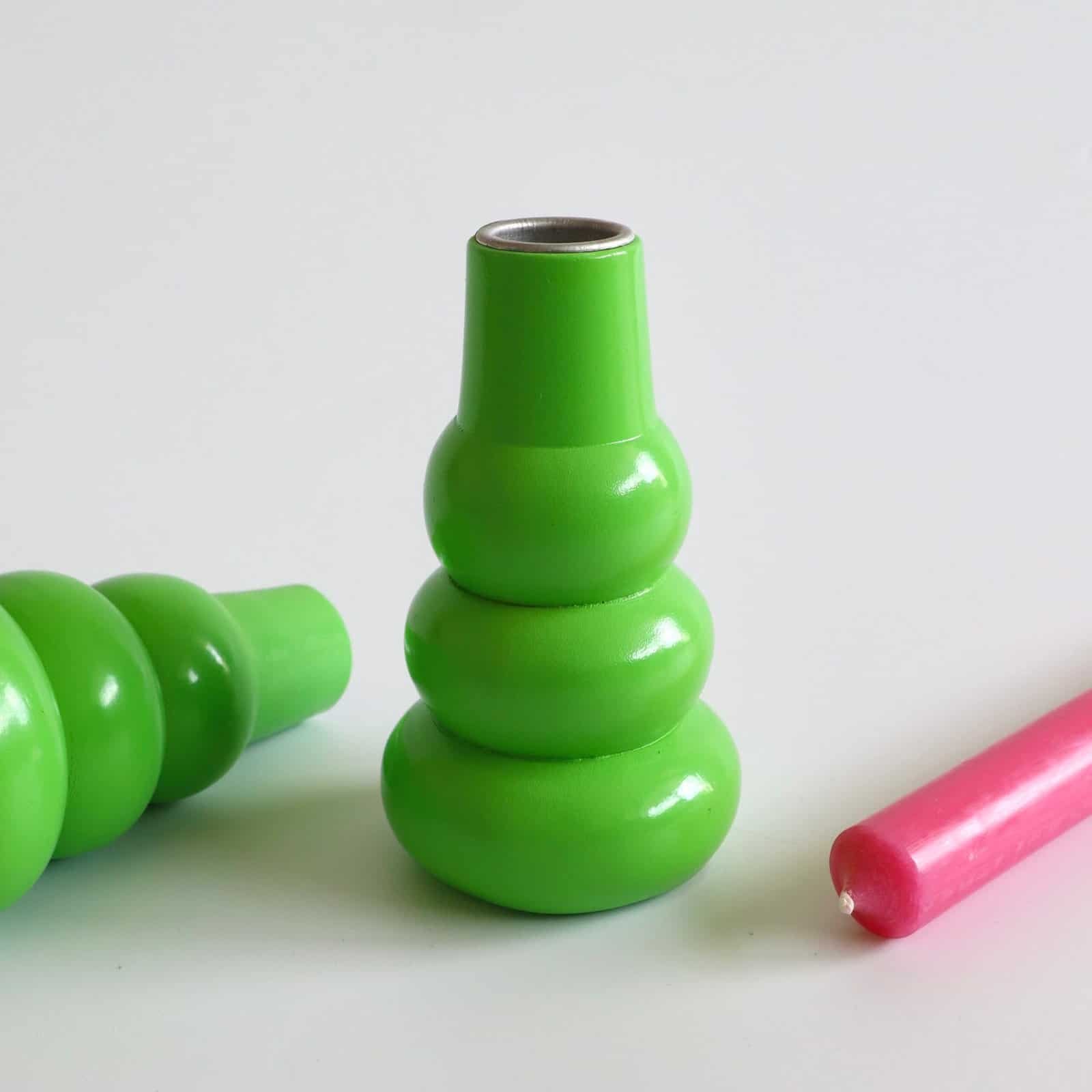 Set van 2 Deense houten kandelaars groen - Afbeelding 4