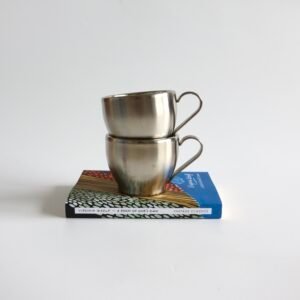Grote dubbelwandige kopjes cappuccino rvs - set van 2