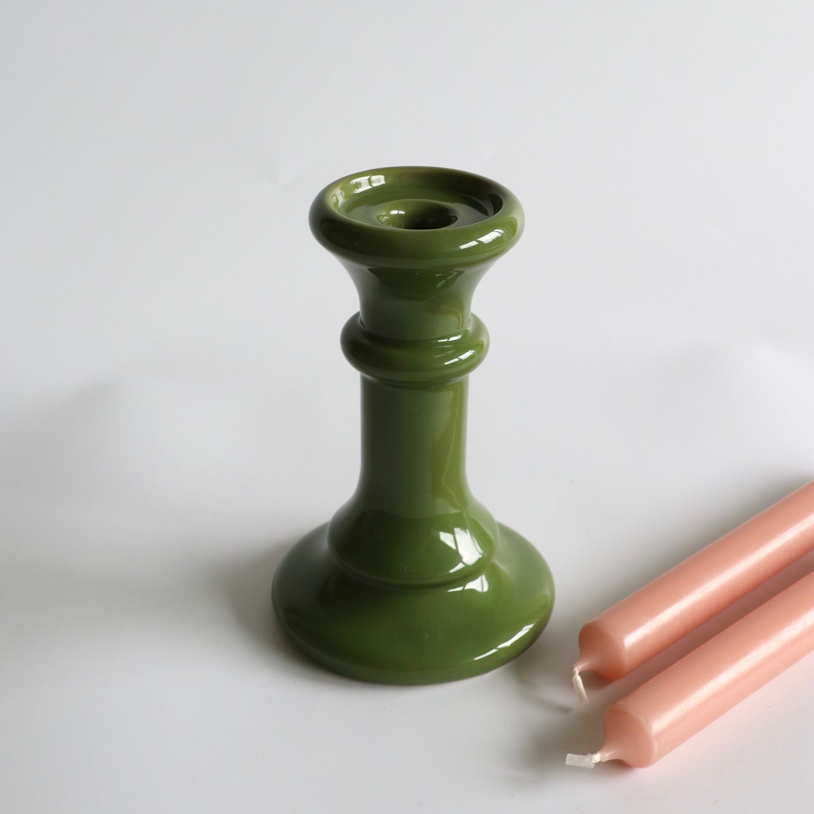 olijfgroene Sodahl kandelaar Deens design vintage
